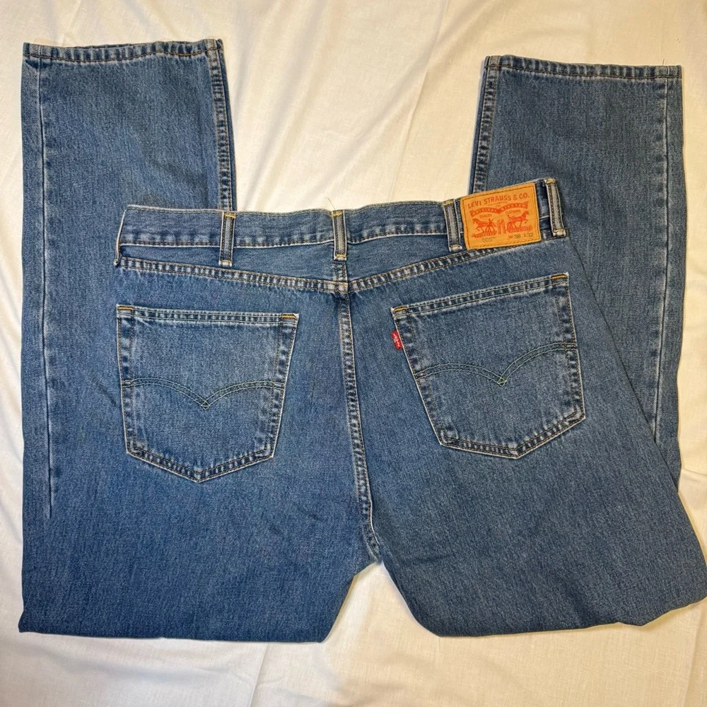 Levi's 505 Regular Fit Jeans Mens‎ 38x32 Blue Straight Leg Classic Denim